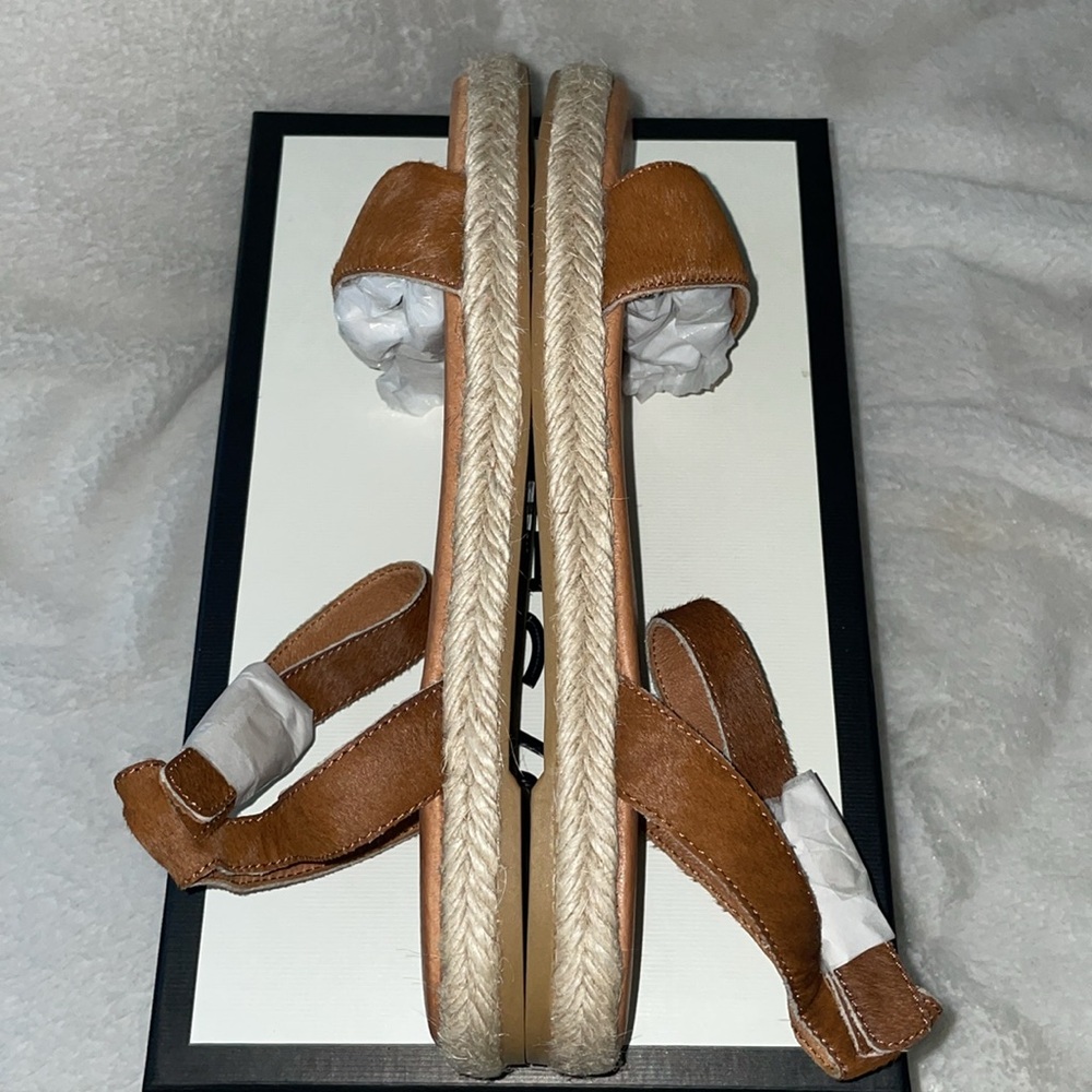 NWT J/SLIDES ROSIE Tan Pony Hair Leather Sandal - Picture 13 of 16